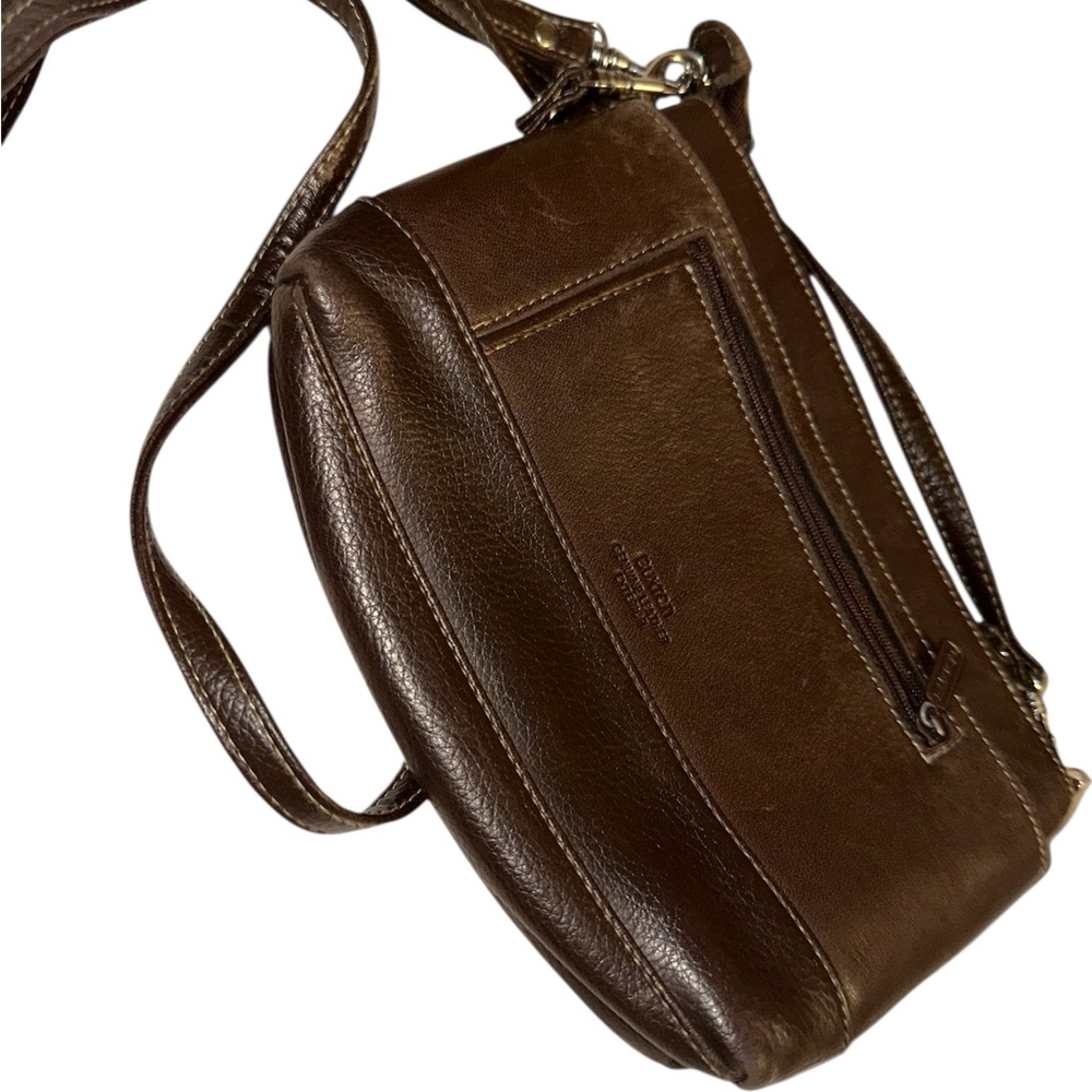 Vintage Brown Leather Crossbody Bag Organizer Multiple Zip Buxton Y2K